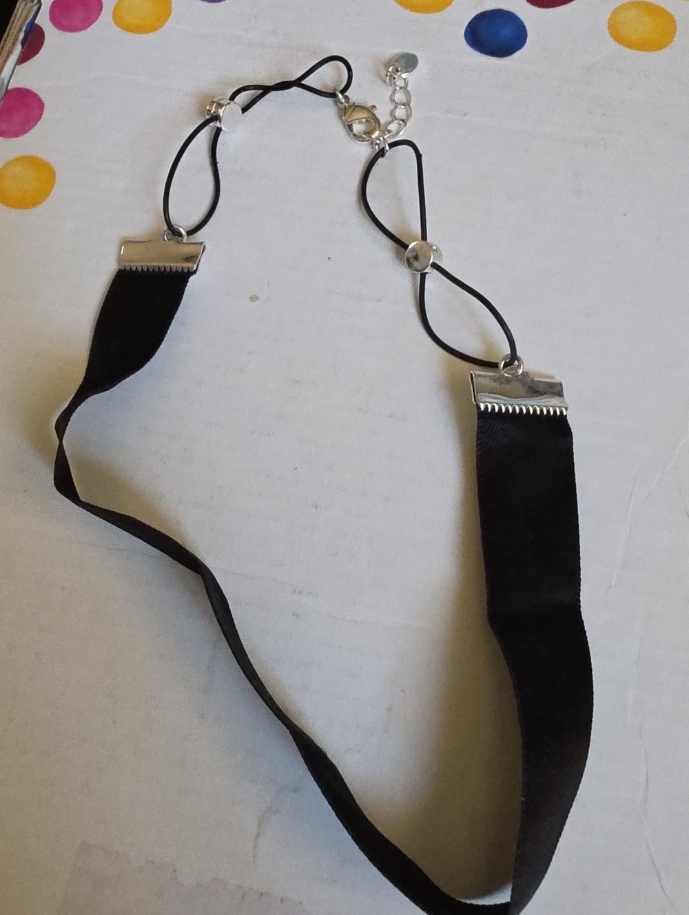 STYLE DOTS Black Satin Ladies Choker Necklace